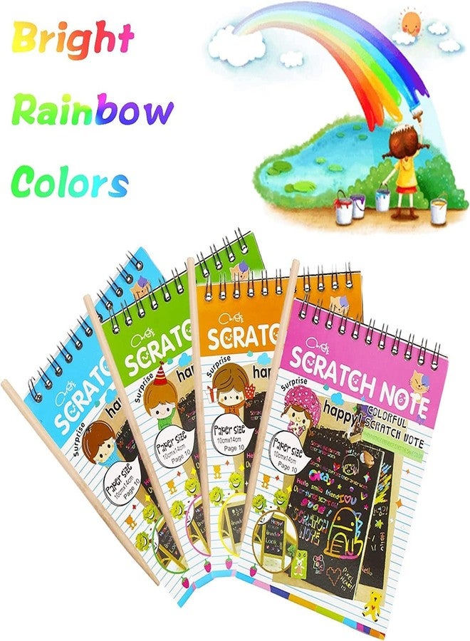 KRAFTMASTERS® A5 Drawing Book 10 Pages Rainbow Scratch Paper Notes Scratch Art Activity Books Scratch Magic Doodle Note Pad for Kids Arts and Crafts Perfect Travel Activity (Pack of 10) - Image 4